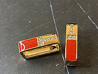 Женские серьги-кольца (конго) Xuping позолоченные 18К с камнями и красной эмалью