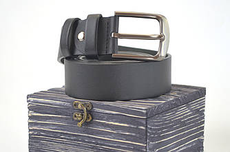 Чоловічий шкіряний чорний ремень на подарунок чоловікові