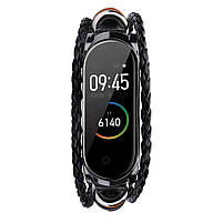 Ремінець вінтажний для фітнес-браслета Xiaomi Mi Band 8 і 9 Type A Black-black, фото 3