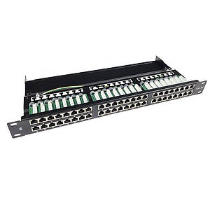 Патч-панель 48 портів 1U 19' STP, з організатором кабелю, EServer (WT-2409-cat 5e)