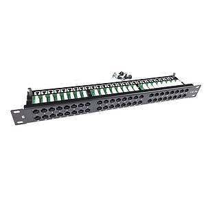 Патч панель 48 портів UTP 1U кат.5е з тримачем кабелю 19' (WT-2264-CAT.5E)