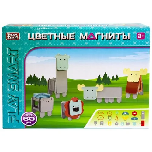 Конструктор магнітний 60 деталей Зоопарк Play Smart, фото 1