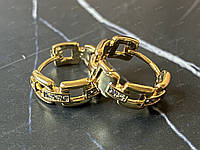Женские серьги- конго (кольца) Xuping с камнями позолота 18К цепочки