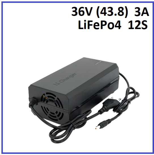 Зарядний пристрій Powermaster для LiFePo4 36V (43.8) 12S до 3A штекер 5.5х2.1, фото 1