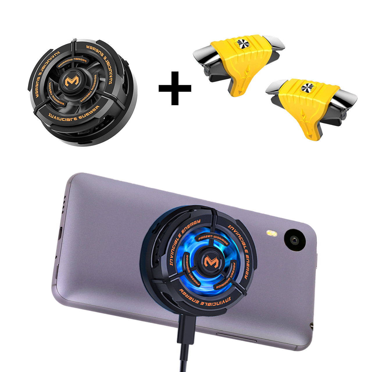 Ігровий комплект для телефону: охолодження магнітний кулер Пельтьє MEMO CX02 тригери F01 на смартфон, фото 1