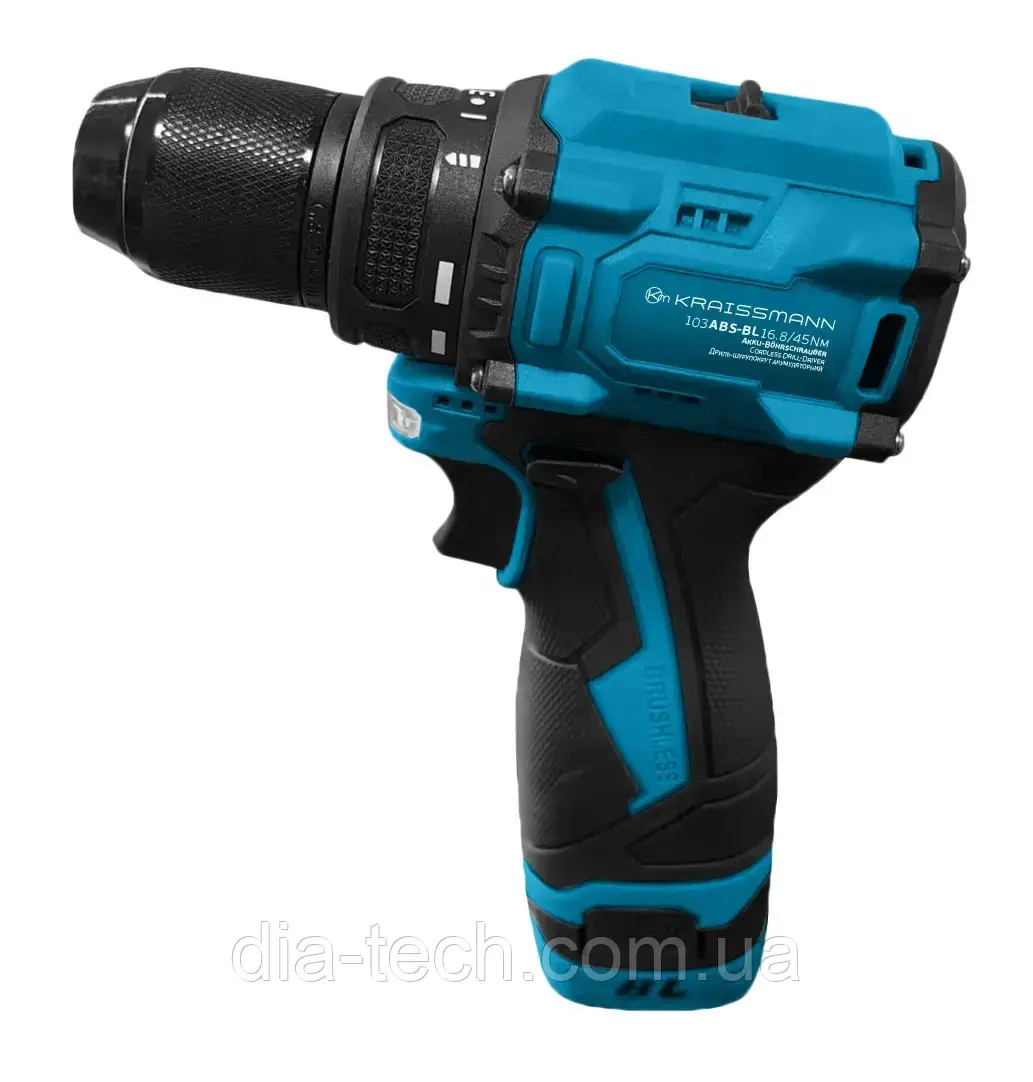 АКУМУЛЯТОРНІЙ ШУРУПОКРУТ KRAISSMANN 103 ABS-BL 16.8/45 NM (У Кейсі), фото 1