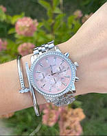 Жіночий стильний молодіжний годинник на руку на металевому ремінці Майкл корс рожевий