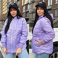 Весняна жіноча легка куртка-вітровка з капюшоном великих розмірів р-48-62. Вільного крою