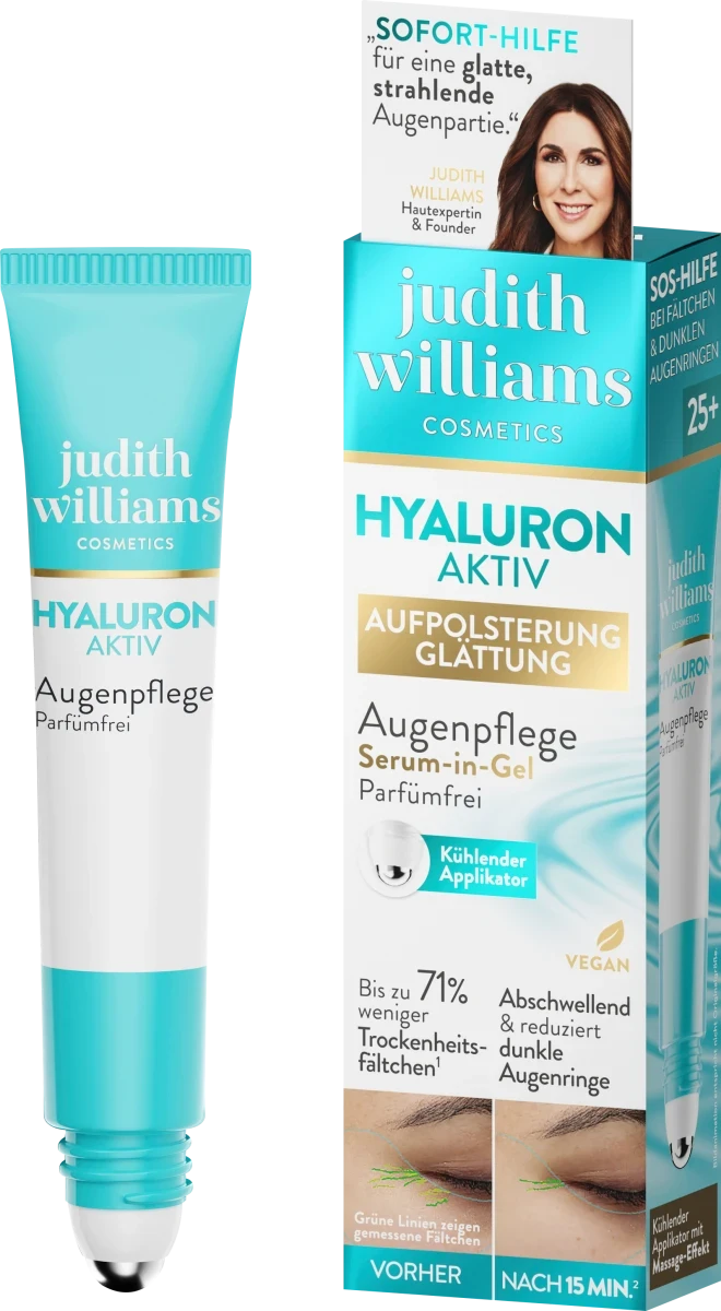 Гель-сироватка для очей з гіалуроновою кислотою Judith Williams Augenserum Gel Hyaluron Aktiv, 15 мл