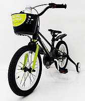 Детский двухколесный облегченный магниевый велосипед с корзиной на 16 дюймов SHADOW ROYAL VOYAGE черно-зеленый