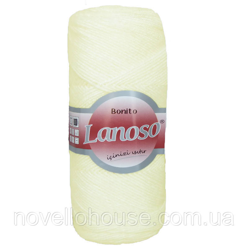 Lanoso BONITO (Боніто) № 955 білий (Пряжа вовняна з акрилом, нитки для в'язання)