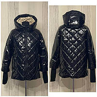 Р-48-60 Женская, демисезонная, весенняя модная курточка большого размера. Лаковая. Женские куртки