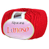 Lanoso ALPACANA (Альпакана) № 3012 червоний (Вовняна пряжа альпака з акрилом, нитки для в'язання)