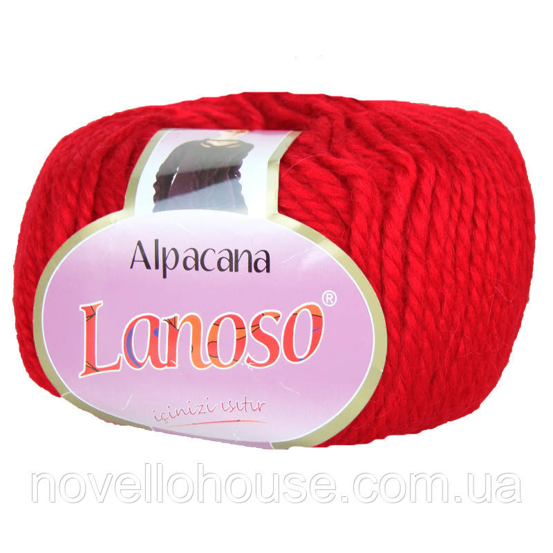 Lanoso ALPACANA (Альпакана) № 3012 красный (Шерстянная пряжа альпака с акрилом, нитки для вязания) - фото 1 - id-p392228556