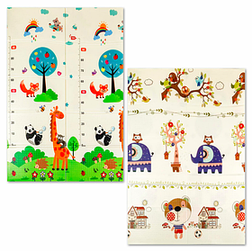 Дитячий термо килимок складаний ігровий Зростомір Жираф + Слоники 180х120 см, сумка-чохол (280)