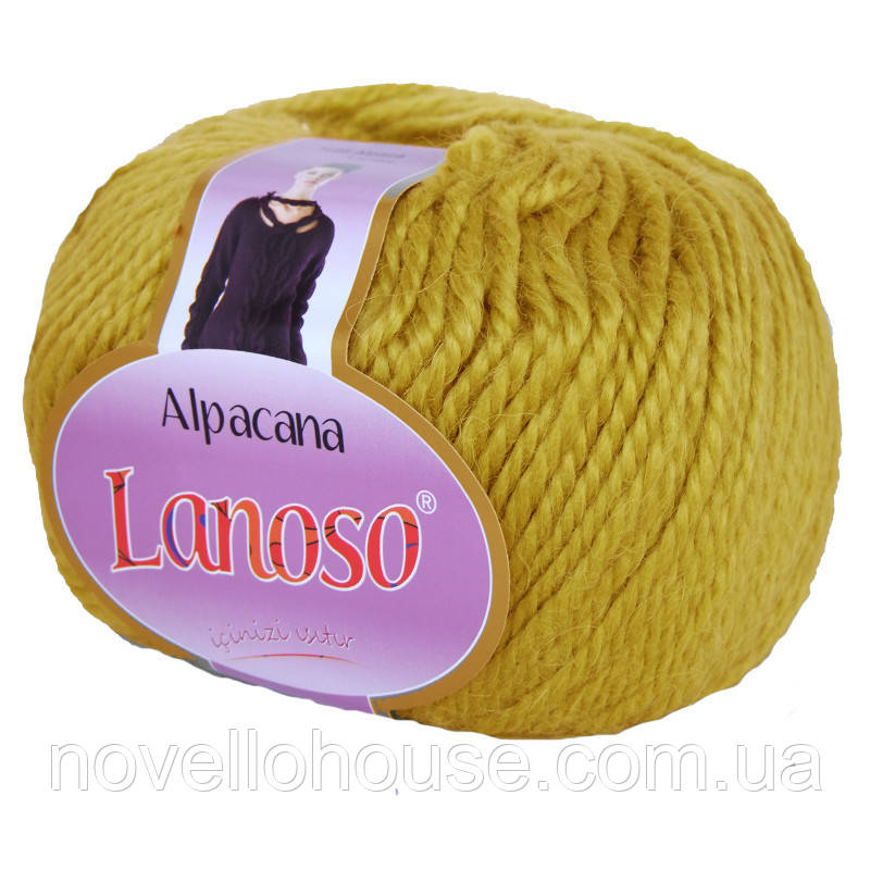 Lanoso ALPACANA (Альпакана) № 3018 оливка (Вовняна пряжа альпака з акрилом, нитки для в'язання)