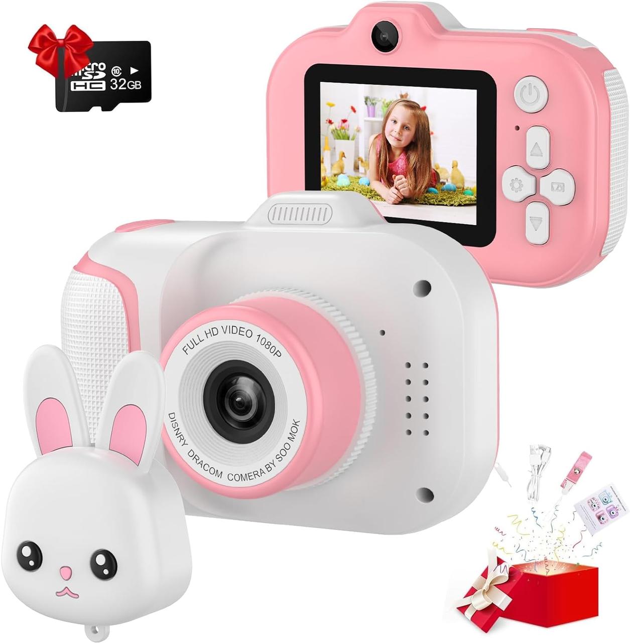 Фотоапарат дитячий Diswoe 2 камери, 2-дюймовий HD-екран 1080P 32 ГБ SD-картка