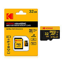 Карта памяти micro SD Kodak 32Gb U3, A1 class 10 + адаптер / Флеш карта для телефона / Микро сд