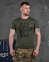 Тактическая футболка олива,футболка олива с принтом ВСУ,футболка олива зсу,армейская футболка олива