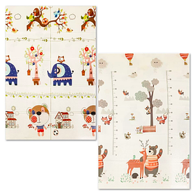 Дитячий термо килимок складаний ігровий двосторонній Зростомір + Слоники 180х120 см, сумка-чохол (283)