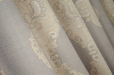 Тканина льон рогожка, колекція "Корона Марія". Висота 2.8 м. Колір світло-сірий з бежевим. Код 708ш