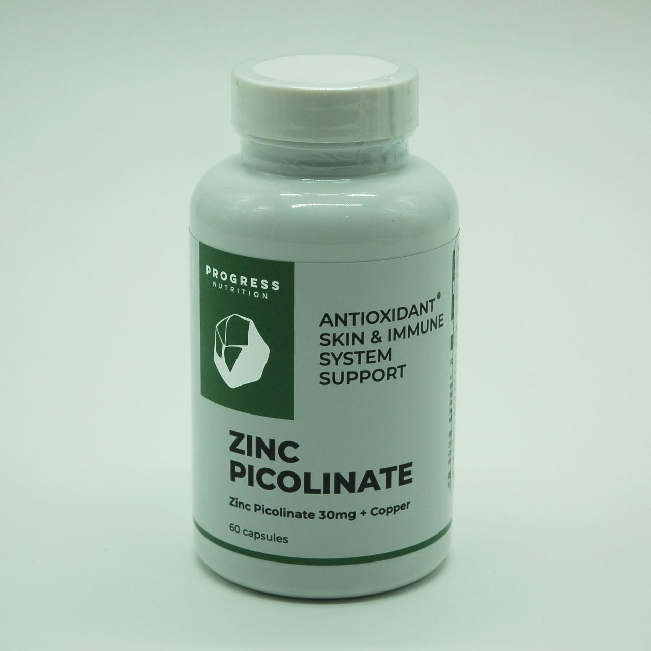 Цинк піколінат 30 мг + Мідь, Zinc picolinate 30 mg + Copper, Progress Nutrition, 60 капсул