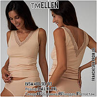 Бежевая женская майка с кружевом на широких бретелях ТМ ELLEN (размер S-XXL)