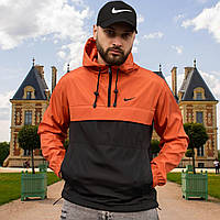 Куртка ветровка мужская весенняя черная оранжевая Nike President куртка демисезонная молодежная весна-осень