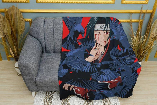 Плед «Учіха Ітачі. Наруто. Itachi Uchiha with crows. Naruto», фото 1