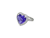 Серебряное кольцо "Сердце океана" , 925 проба - фианиты фиолетового и белого цвета
