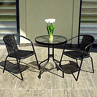 Набір садових меблів з ротанга 4Points Bari-2 з круглим столом та двома стільцями на дачу для саду кафе тераси дому