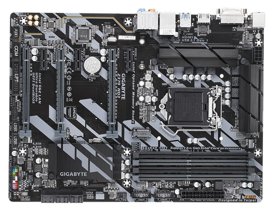 Материнська плата Gigabyte Z370 HD3 (s1151, Intel Z370, PCI-Ex16) OEM Bulk