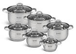 Набір кухонного посуду з неіржавкої сталі 12 предметів Edenberg EB-4018 Набір каструль для всіх різновидів плит, фото 2