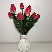 Искусственный цветок тюльпан в букете ярко-красный 50см