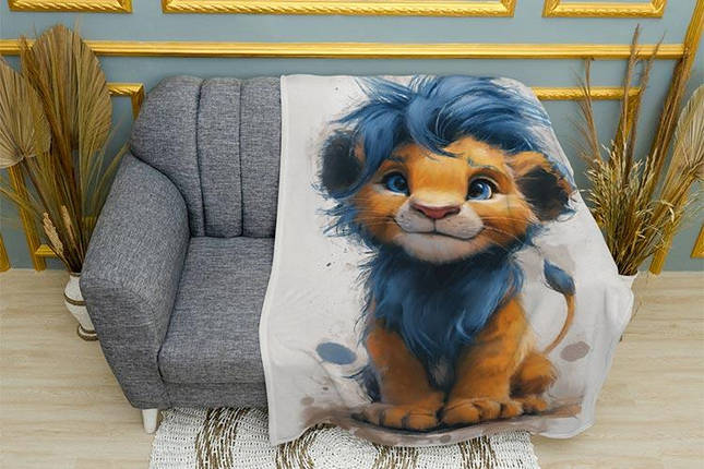 Плед «Милий лев. Cute lion with a blue mane», фото 1