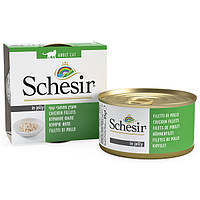 Влажный корм в желе натуральные консервы для котов Schesir Chicken Fillets куриное филе 85 г (750129)