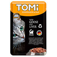 Влажный корм суперпремиум консервы для котов, пауч TOMi Goose Liver гусь, печень 100 г (465196)