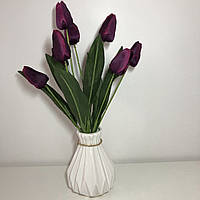 Искусственный цветок тюльпан в букете темно-фиолетовый 50см