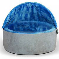 Cамосогревающийся домик-лежак для котов K&H Kitty Hooded сине-серый (2996)