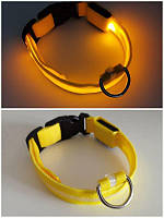Світлодіодний LED-нашийник на батарейках розмір (S) Жовтий 34-41 см