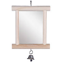 Игрушка для птиц, зеркало в деревянной раме с колокольчиком Flamingo Wooden Mirror (1030901)