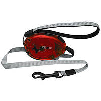 Поводок рулетка для собак до 35кг, светоотражающая лента, 2м Flamingo Dogx2GO Belt Glassy L (513287)