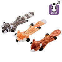 Плоская игрушка для собак, лиса, бобер, енот, с пищалкой, меховый плюш Flamingo PLUSH FLAT TOY (43028)