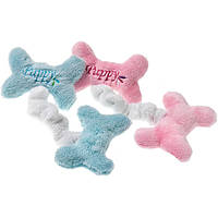 Игрушка для собак, 2 плюшевые косточки с пищалками на резинке, розовый, голубой Flamingo Puppy Mini Bones