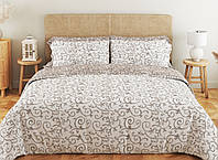 Комплект постельного белья Ранфорс Бежево-белый Семейный размер, нав 70х70 см