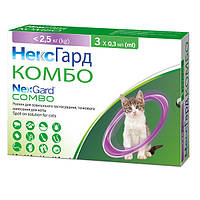 Капли от блох, клещей, гельминтов для котов 0.8-2.5кг NexGard Combo 1 шт (169797)
