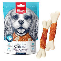 Ласощі для собак Wanpy Chicken Jerky & Calcium Bone Twists кістка з в'яленою куркою та кальцієм (CE-08H)