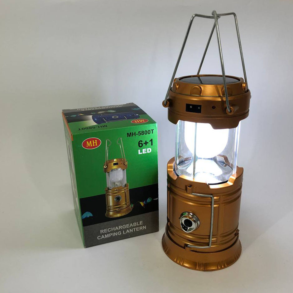 LT Туристический фонарь-лампа на солнечной батарее с павером CAMPING MH-5800T (6+1 LED). Цвет: коричневый cd - фото 4 - id-p2136597956