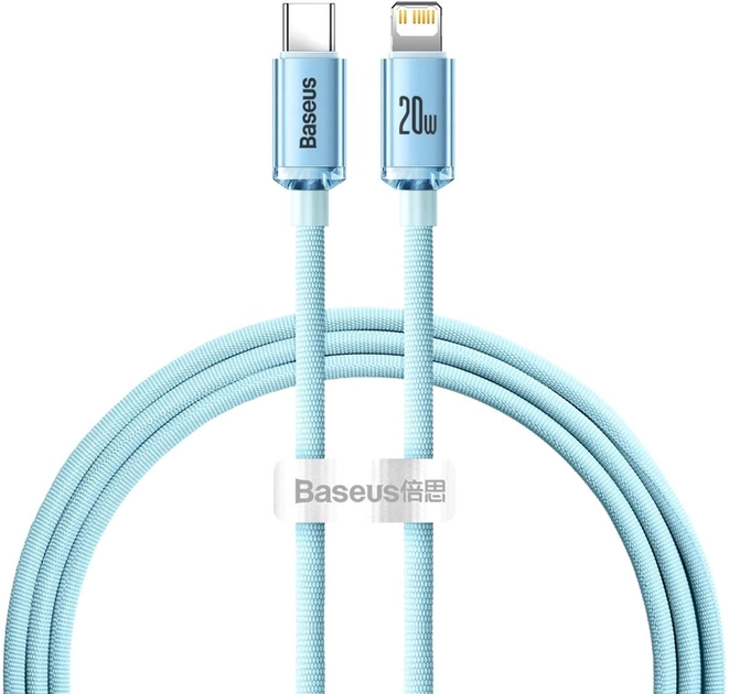 Кабель зарядный Lightning Baseus Type-C to Lightning Crystal Shine Series PD 20W 1.2 м Blue (CAJY001303)