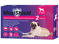 MoxiShield капли на холку для собак от клещей, блох и гельминтов весом 4-10 кг, 2 х,1,2 мл 2 г (2пип)